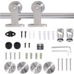 Ferragens para Porta Corredeira Kit de Acessórios para Porta Corredeira com Trilho de Aço Inoxidável Ø2,5x200cm Prata
