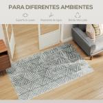 Tapete Sala de Estar 170x120 cm Tapete Lavável na Máquina de Lavar Pelo Curto Estilo Moderno Cinzento Escuro