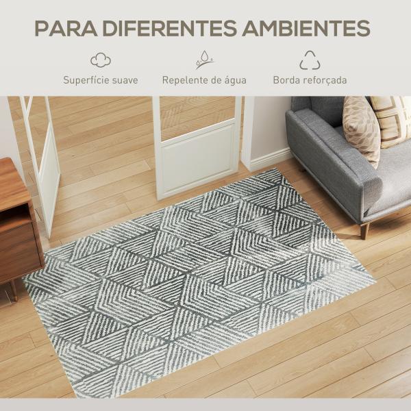 Tapete Sala de Estar 170x120 cm Tapete Lavável na Máquina de Lavar Pelo Curto Estilo Moderno Cinzento Escuro