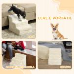 Escada para Cães de 3 Degraus com Capa Removível e Lavável Rampa para Cães para Cama Sofá 46x35x35 cm Bege