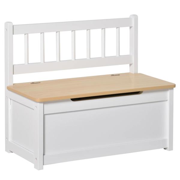 Organizador de Brinquedos para crianças acima de 2 anos Banco de Armazenamento Infantil de Madeira de Pinho com Tampa de Amortecimento e Encosto Alto para Sala de Jogos quarto 60x30x50cm Banco