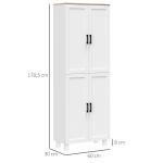 Armário de Cozinha com 4 Portas e Prateleiras Ajustáveis Anti - Tombo 60x30x170,5 cm Branco