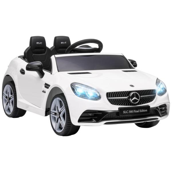 Carro Elétrico Mercedes SLC 300 12V com Faróis LED Buzina Música TF USB e Abertura da Porta 3 - 5km/h 107x62,5x44 cm Branco