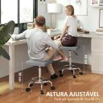 Banco Giratório com Rodas Altura Regulável 50 - 66 cm Assento Estofado em Imitação de Couro 34x34x50 - 66 cm Cinzento