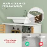 Móvel para Lavatório Móvel Sob Lavatório Moderno com Portas Magnéticas de Bambu e Estante Ajustável 60x30x60 cm Branco e Madeira