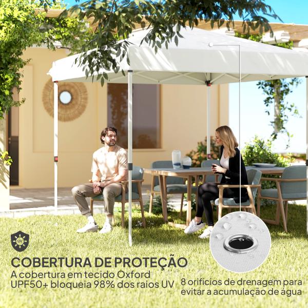 Tenda Dobrável Pop - Up 248x248x270 cm com 4 Paredes Laterais Anti - UV Altura Ajustável e Bolsa de Transporte Branco