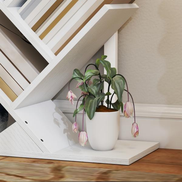 Estante em Forma de Árvore de 5 Níveis Estante de Livros com 5 Prateleiras e Estrutura de Aço 50x24x82 cm Branco