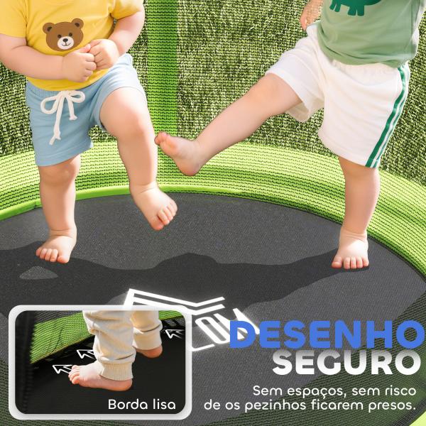 Trampolim Infantil Ø140x190 cm Trampolim para Crianças de 3 - 6 Anos com Rede de Segurança Carga 45 kg para Interior Verde