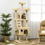 Arranhador para Gatos Centro de Atividade com Poste Cor: Bege - 60 x 50 x 180 cm