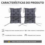 Conjunto de 2 Almofadas de Cadeira 50x98x8 cm Almofadas de Cadeira de Exterior para Jardim Terraço Varanda Cinza Escuro