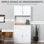 Armário de Cozinha com Gaveta 4 Portas e Prateleiras Interiores Ajustável em Altura Móvel Auxiliar de Armazenamento Moderno para Sala de Jantar Sala de Estar 80x40x180cm Branco