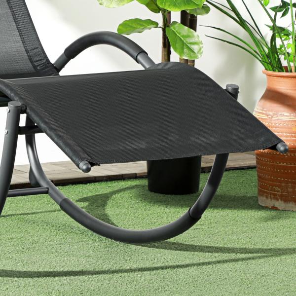 Espreguiçadeira Baloiço de Jardim com Apoio para os Braços Almofada para a Cabeça Removível 155x61x88 cm Preto