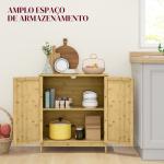 Aparador de Bambu de 2 Portas Aparador Boémio com 2 Prateleiras para Cozinha Entrada 60x27x67,5 cm Madeira