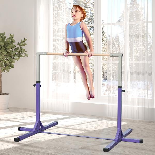 Barra de Ginástica para Crianças com Altura Ajustável 92 - 150 cm Barra Horizontal de Ginástica 194x121x150 cm Roxo