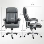 Cadeira de Escritório com Massagem Altura Ajustável Função de Aquecimento e Função de Inclinação 66x72x113 - 121 cm Cinzento Escuro