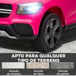 Carro Elétrico para Crianças 12V Controlo Remoto Motor Duplo MP3 Passeio Mercedes - Benz GLC Coupé 105x68x50 cm Rosa