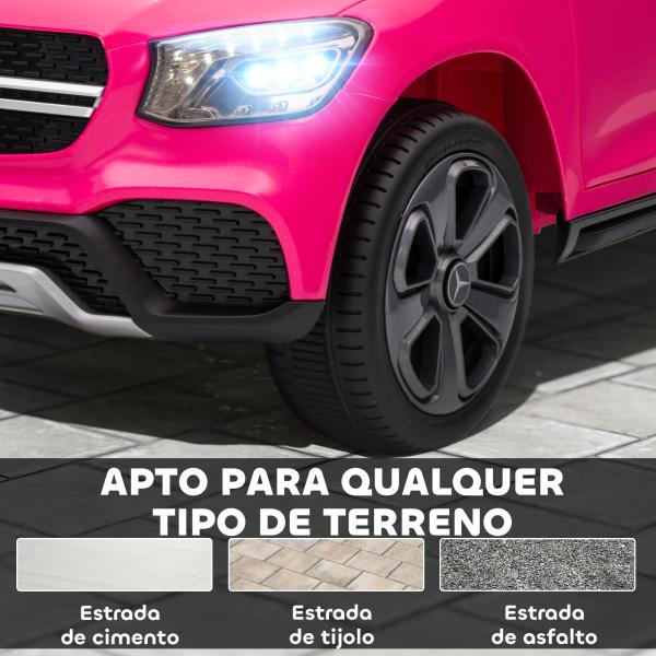 Carro Elétrico para Crianças 12V Controlo Remoto Motor Duplo MP3 Passeio Mercedes - Benz GLC Coupé 105x68x50 cm Rosa