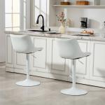 Conjunto de 2 Bancos de Bar Bancos Altos de Cozinha Giratórios com Altura Ajustável e Couro Sintético 47,5x54x92 - 110 cm Branco