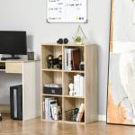 Estante para Livros Estante de Madeira de 3 Níveis com 6 Compartimentos de Armazenamento65,5x30x97,5cm Carvalho