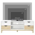 Móvel de TV para Televisores de até 55" com Prateleiras de Armazenamento e 4 Gavetas 120x40x44,5cm Branco e Carvalho