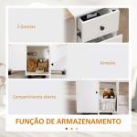 Mesa de Refeição com Rodas Mesa Abatível com 2 Gavetas e Armário Mesa Auxiliar Multifuncional 120x60x76,5 cm Branco