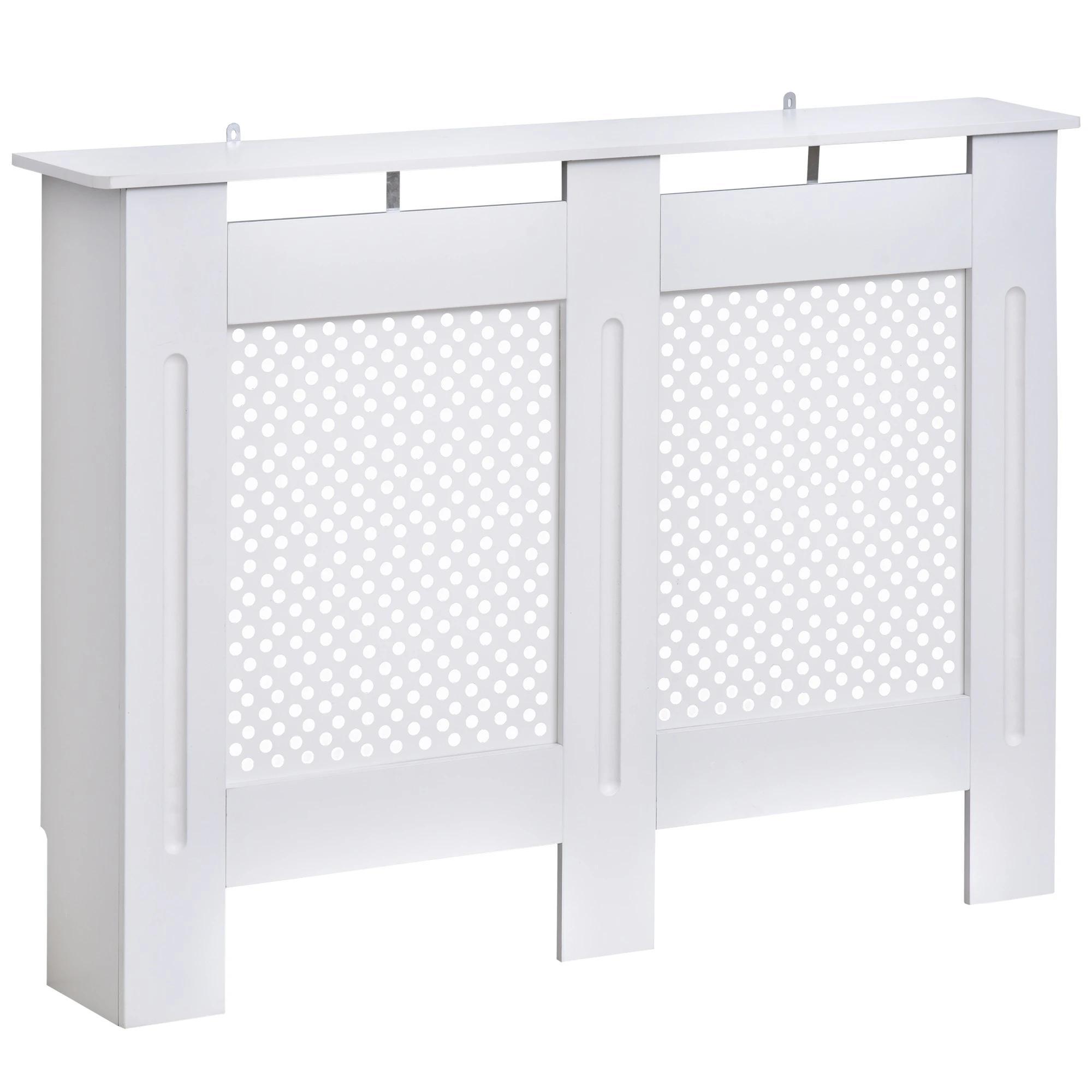 Cobertura de Radiador de MDF Cobertura para Radiador com Prateleira Estilo Moderno 111,5x82x19 cm Branco