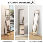 Espelho de Pé 157x37 cm Espelho Corpo Inteiro Grande com Moldura Bicolor para Utilizar Inclinado ou Suspenso Madeira