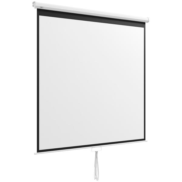 Tela de Projeção Manual de 99 Polegadas Tela de Projeção Portátil Formato 1:1 para Interior e Exterior 178x178 cm Branco