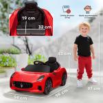 Carro Elétrico para Crianças Maserati Gran Turismo Folgore 12V Controlo Remoto Faróis Buzina e Música MP3 98x59x43 cm Vermelho
