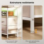 Móvel de TV com Luz LED Tomadas Portas USB 4 Gavetas de Tecido para Televisão até 50 Polegadas 120x30x67,5 cm Bege e Madeira