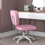Cadeira de Escritório Estofada em PU com Altura Ajustável Sem Braços Cadeira de Estudo Dormitório 46x59x82 - 92 cm Rosa