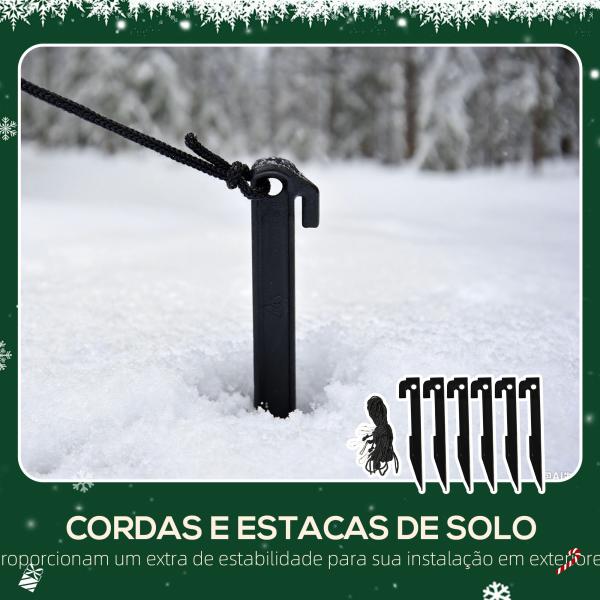 Pai Natal Insuflável com Rena e Boneco de Neve Decoração de Natal Insuflável com Luzes LED 150x45x150 cm Multicor
