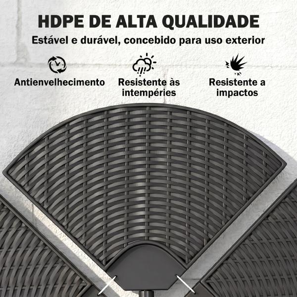 Base para Chapéu de Sol de 4 Peças Recarregável com Areia 68 kg ou Água 52 kg para Jardim Pátio ou Terraço Preto
