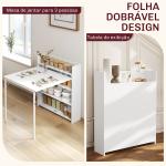 Mesa Dobrável de Jantar Mesa de Cozinha com Folha Abatível 4 Compartimentos Até 3 Pessoas 78,5x91x93 cm Branco