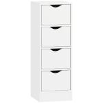 Armário Estreito de Casa de Banho com 4 Gavetas e Puxadores Embutidos para Espaços Reduzidos 29x29x83 cm Branco