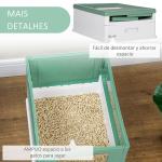 Caixa de Areia para Gatos Dobrável Caixa de Areia para Gatos Fechada com Bandeja Removível e Pá 47,5x35,5x36,7cm Verde