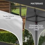 Tenda Dobrável 3x3 m Tenda de Jardim com Altura Ajustável Bolsa de Transporte Tecido Anti - UV e Sacos de Areia Branco