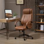 Cadeira de Escritório Ergonômica Giratória com Altura Ajustável Apoio para a Cabeça Apoio para o Braço e Encosto Acolchoado 61,5x52,5x118 - 126 cm Castanho