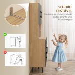 Armário de Cozinha Alto com Luzes LED RGB com 6 Portas 2 Gavetas Bancada 100x40x176 cm Preto e Madeira