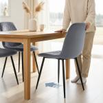 Conjunto de 4 Cadeiras de Jantar Modernas Cadeiras de Cozinha Estofadas em Veludo com Pés de Aço 45x54x87 cm Cinza
