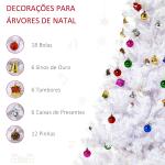 Árvore de Natal Artificial 150cm com 680 Ramos de PVC 48 Decorações Incluidas Decoração de Natal Φ85x150cm Branco