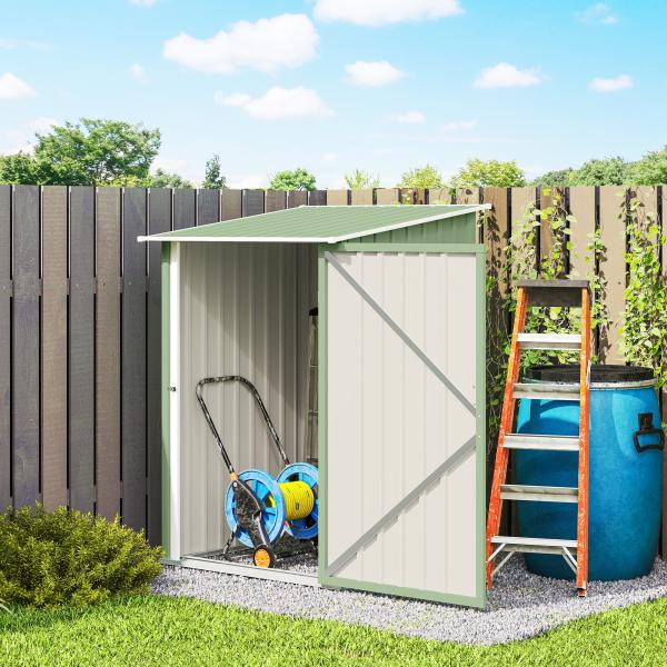 Abrigo de Jardim Metálico 0,92 m² 100x103x160 cm com 1 Porta e Fecho para Armazenamento Ferramentas Verde Claro