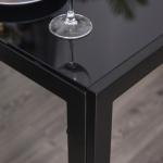 Conjunto de Refeição com Mesa Retangular de Vidro Temperado e 4 Cadeiras Estofadas em PU com Pés de Metal Preto