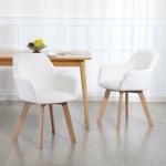 Conjunto de 2 Cadeiras de Jantar Modernas Estofadas em Veludo com Pernas de Madeira 54x57x80 cm Creme