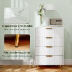 Cómoda com 4 Gavetas Cómoda de Dormitório Moderna com Desenho Ondulado Anti - Tombo 60x40x90 cm Branco