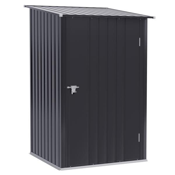 Abrigo de Jardim 0,92 m² 100x103x160cm de Aço Galvanizado com Porta Fechadura e Teto Inclinado para Armazenamento de Ferramentas Cinza Escuro