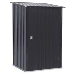 Abrigo de Jardim 0,92 m² 100x103x160cm de Aço Galvanizado com Porta Fechadura e Teto Inclinado para Armazenamento de Ferramentas Cinza Escuro