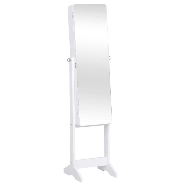 Armário para Joias Luzes LED de luz Reclinável Madeira 30x36x146cm cor Branco