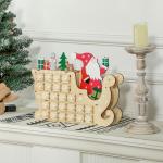 Calendário do Advento de Madeira com 24 Gavetas Decorado com Pai Natal no Trenó Decoração de Natal 22,5x8x36 cm Madeira