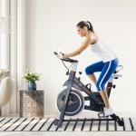 Bicicleta Estática com Resistência Ajustável Volante de Inércia de 8kg Ecrã LCD Assento e Guiador Ajustáveis 103x48x115cm Preto